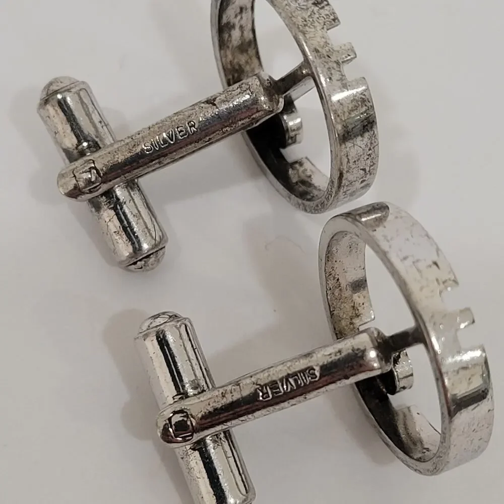Dunhill‎ Sterling Silver D Logo Cufflinks Engraved Marked Designer Vintage